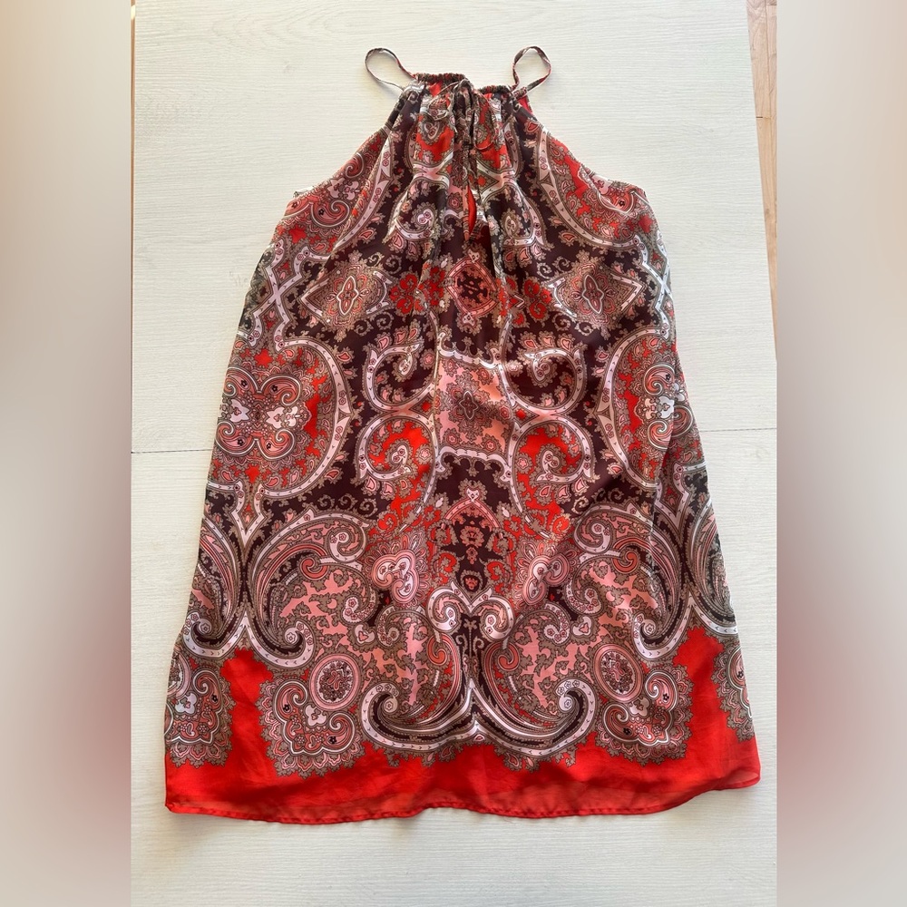 Michael Kors Brown and Orange Paisley Sleeveless Dress - size M - Picture 5 of 9